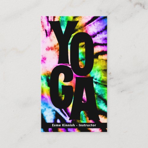 Tie Dye Rainbow Yoga Studio or Instructor Modern Business Card