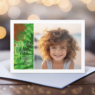 Tie-Dye Red Green - 1 Photo - Merry Christmas Holiday Card