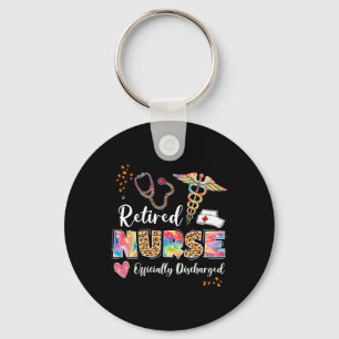 Tie Dye Retired Nurse Official Discharged Retireme Keychain