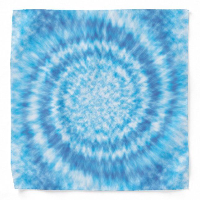 Tie Dye Retro Blue Swirl Pattern Bandana (Front)