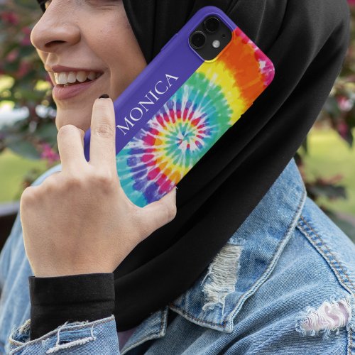 Tie Dye Retro Monogram Colorful Case_Mate iPhone 14 Case