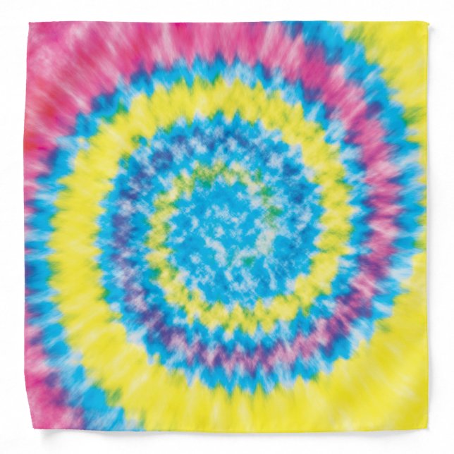 Tie Dye Retro Rainbow Swirl Pattern Bandana (Front)