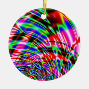 Tie Dye Retro Wave Fractal Ceramic Ornament