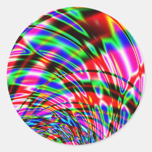 Tie Dye Retro Wave Fractal Classic Round Sticker