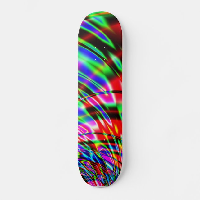 Tie Dye Retro Wave Fractal Skateboard Deck (Front)