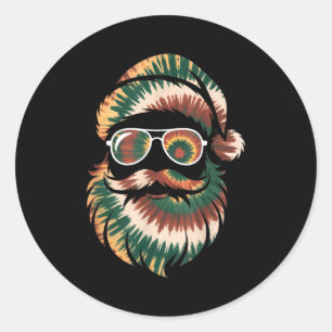Tie Dye Santa Claus Face Xmas Boys Girls Kids Adul Classic Round Sticker