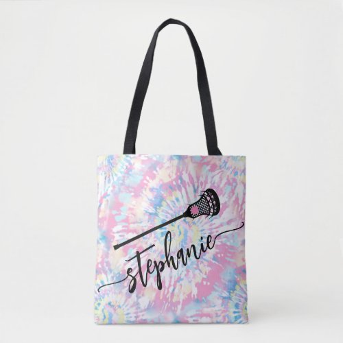 Tie Dye Script Custom Name LAX Lacrosse Tote Bag