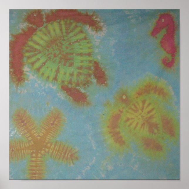 Tie Dye Sea Turtle Horse Star Fish Poster (Front)