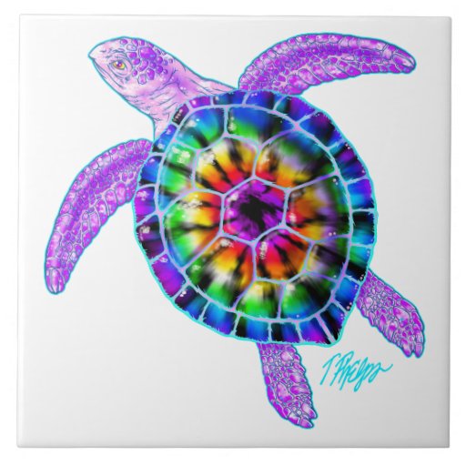 Tie Dye Sea Turtle Tile | Zazzle