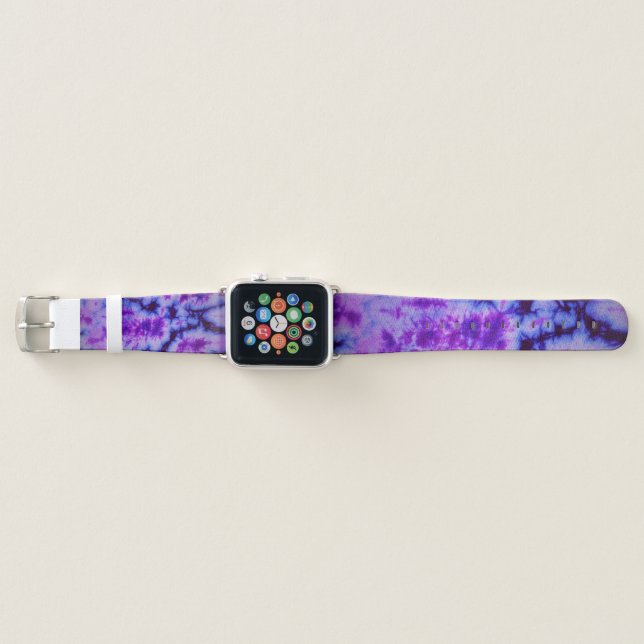 Tie Dye Shades of Purple & Blue Apple Watch Band (Front)