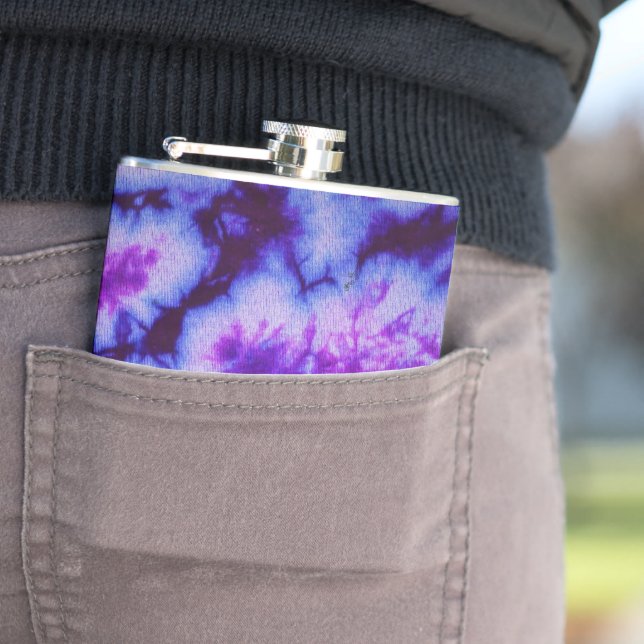 Tie Dye Shades of Purple & Blue Flask (In Situ)