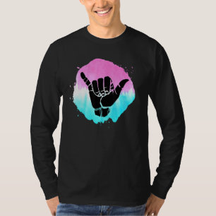 Tie-Dye Shaka Hand Loose Rainbow Color Surfing Hip T-Shirt