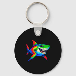 Tie-dye Shark Peace Sign Hipe  Keychain