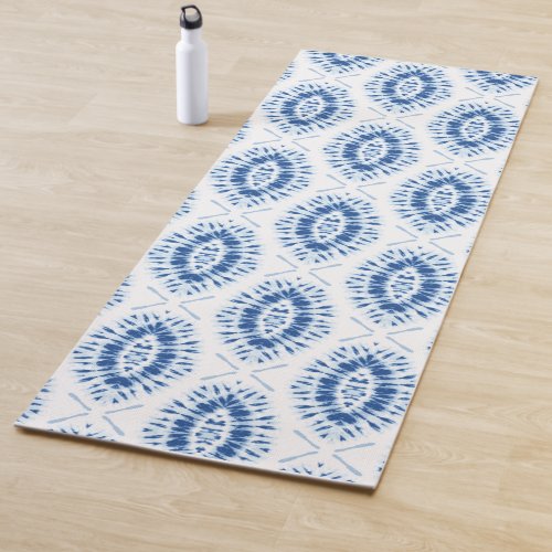 Tie Dye Shibori Indigo Blue White Abstract Pattern Yoga Mat