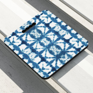 Tie Dye Shibori White Blue Abstract Pattern Seat Cushion
