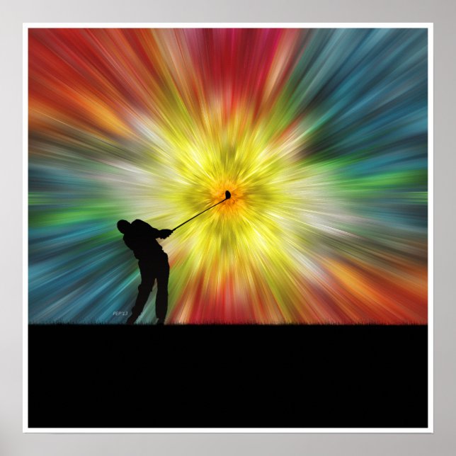 Tie Dye Silhouette Golfer Poster (Front)