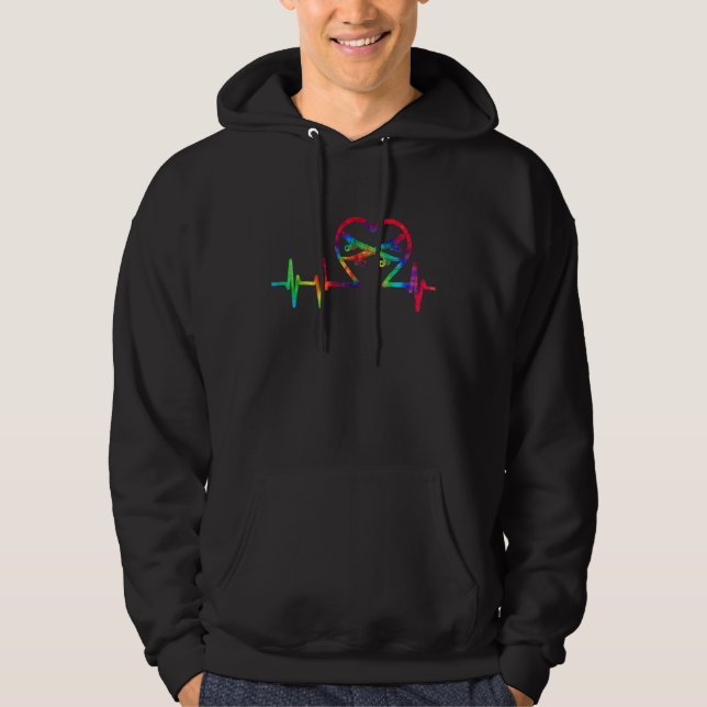 Tie Dye Skateboard Heartbeat Love Heart Skateboard Hoodie (Front)