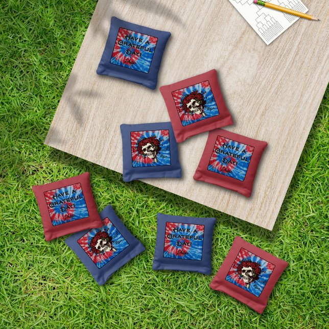 Tie Dye Skeleton with Roses Cornhole Bags (Creator Uploaded)