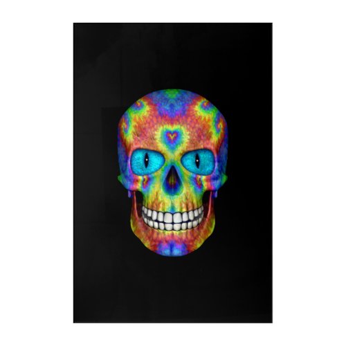 Tie Dye  Skull Dead Zombie Acrylic Wall Art