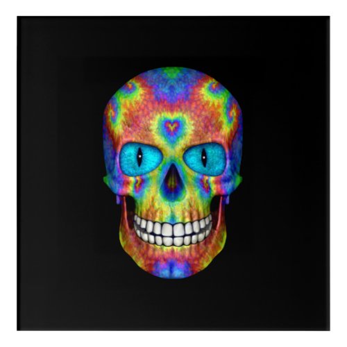Tie Dye  Skull Dead Zombie Acrylic Wall Art