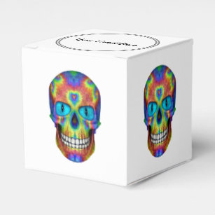 Tie Dye Skull Dead Zombie Undead  2x2 Favor Box