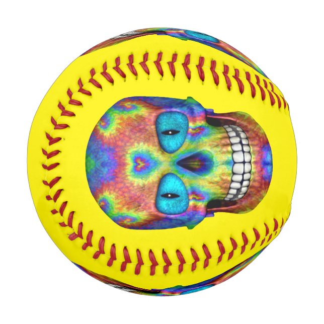 Tie Dye Skull Dead Zombie Undead Baseball (Front Left)