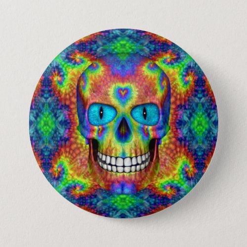 Tie Dye Skull Dead Zombie Undead  Buttons Pins