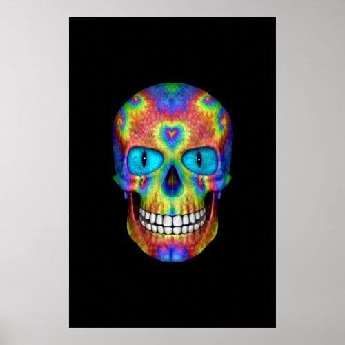 Tie Dye Skull Dead Zombie Undead  Colorful Posters