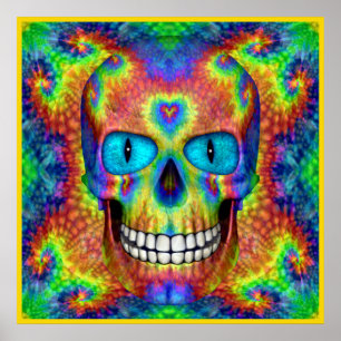Tie Dye Skull Dead Zombie Undead Colorful Posters