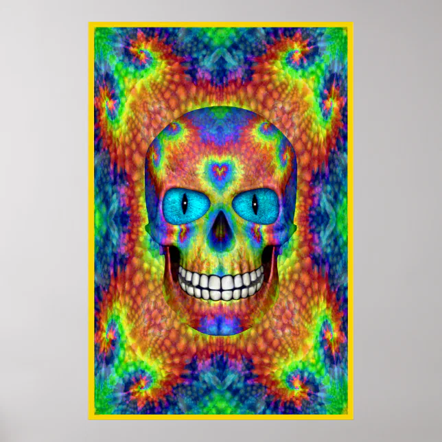 Tie Dye Skull Dead Zombie Undead Colorful Posters | Zazzle