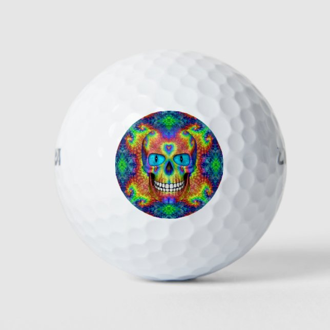 Tie Dye Skull Dead Zombie Undead  Golf Balls (Front)