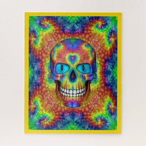 Tie Dye Skull Dead Zombie Undead Jigsaw Puzzle