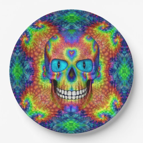 Tie Dye Skull Dead Zombie Undead  Paper Plates