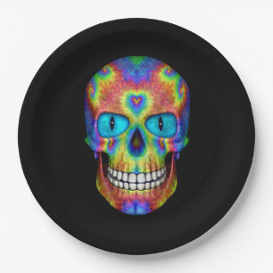 Tie Dye Skull Dead Zombie Undead Paper Plates