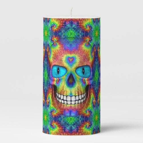 Tie Dye Skull Dead Zombie Undead Pillar Candles