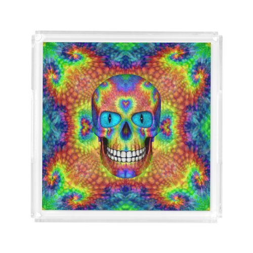 Tie Dye Skull Dead Zombie Undead Serving Tray