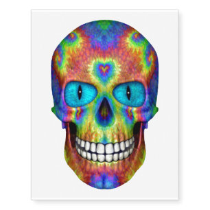 Tie Dye Skull Dead Zombie Undead Temporary Tattoos