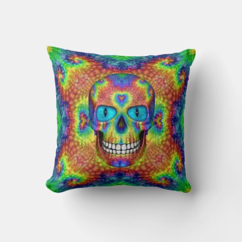 Tie Dye Skull Dead Zombie Undead   Throw Pillows