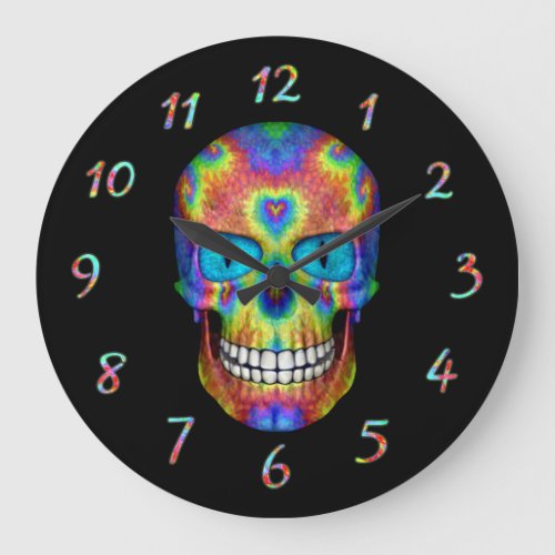 Tie Dye Skull Dead Zombie Undead Wall Clocks