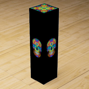 Tie Dye Skull Dead Zombie Undead  Wine Gift Box