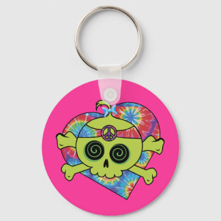 Tie Dye Skull Keychain