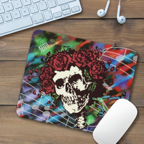 Tie Dye Skull with Roses Mouse Pad