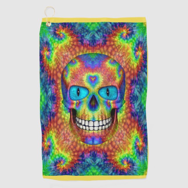 Tie Dye Skull Zombie Dead Undead Golf Towels (Front)