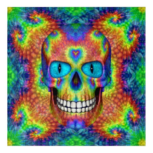 Tie Dye Sky Skull Dead Zombie Acrylic Wall Art
