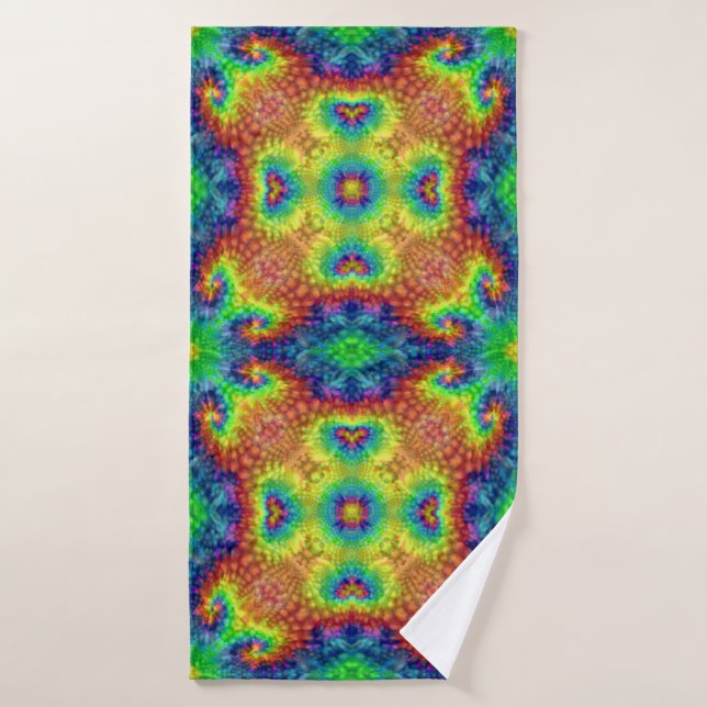 Tie Dye Sky Vintage Fractal Kaleidoscope Bath Towel (Bath Towel)