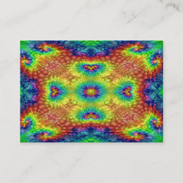 Tie Dye Sky Vintage Fractal Kaleidoscope Business Card (Front)