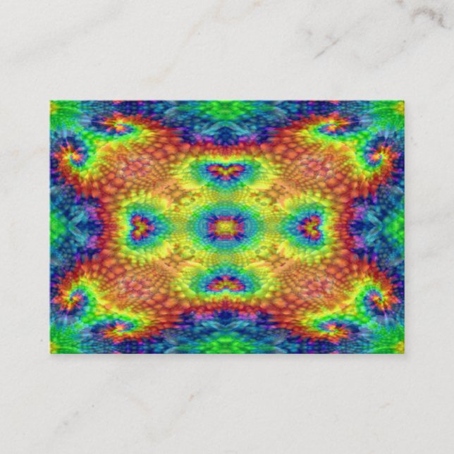 Tie Dye Sky Vintage Fractal Kaleidoscope Business Card (Front)
