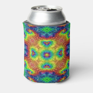 Tie Dye Sky Vintage Fractal Kaleidoscope Can Cooler