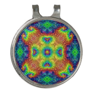 Tie Dye Sky Vintage Fractal Kaleidoscope Golf Hat Clip