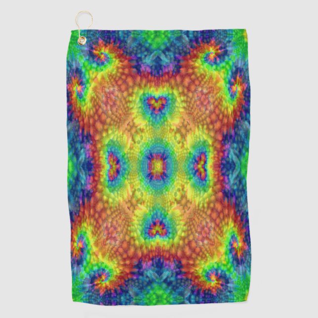 Tie Dye Sky Vintage Fractal Kaleidoscope Golf Towel (Front)